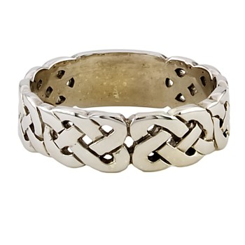 9ct White Gold Celtic Design Celtic Ring Size R